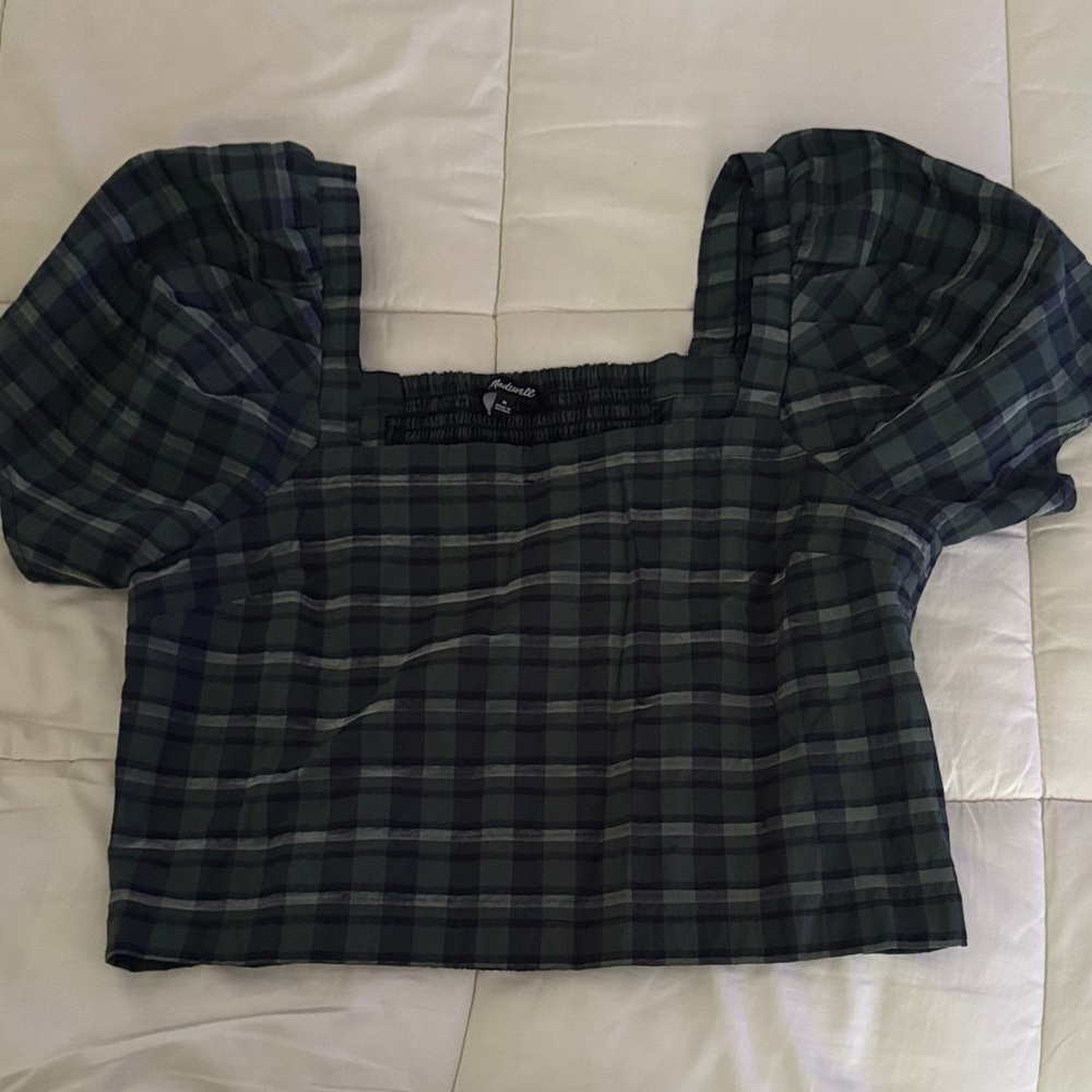 Madewell Plaid Puff Sleeve Top